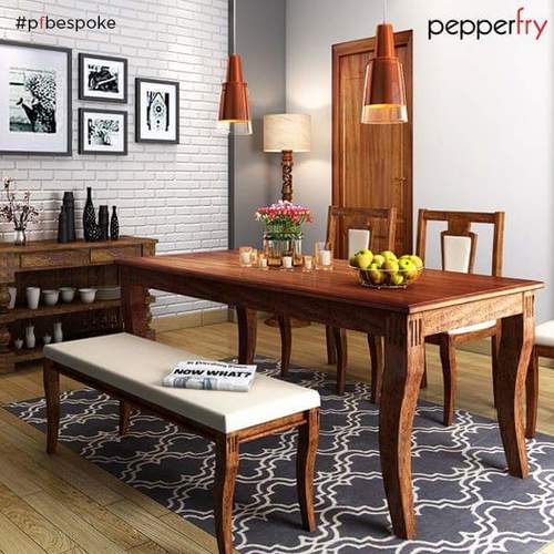 IMG - Sheesham Wood, 72x36x30 inches, Brown Polish | Spacious 6-Seater, Elegant Classic Design, Comfortable Seating, Easy Assembly, Durable Wood