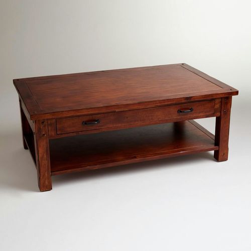 Sheesham Wood Table - 48x24x18 Inches, Mahogany Finish, 2 Drawers, Lower Shelf, Spacious Top