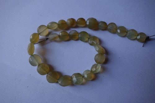 Round Brilliant Cut Yellow Chalcedony Faceted Coin