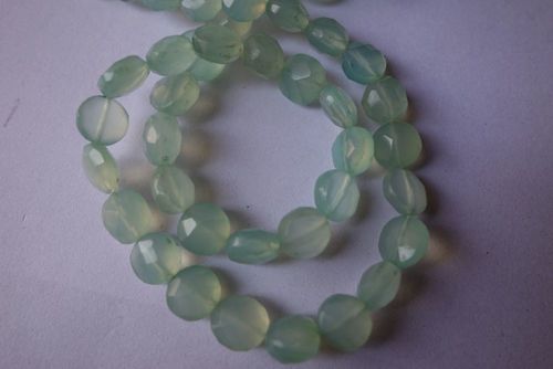 Oval Cut Aqua Chalcedony Faceted Coin