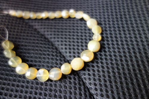 Round Brilliant Cut Yellow Chalcedony Faceted Coin