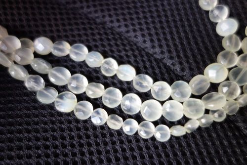 Round Brilliant Cut White Chalcedony Faceted Coin