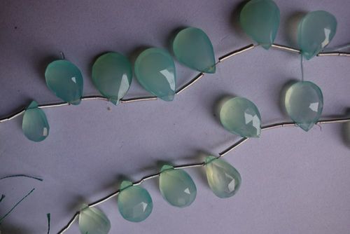 Pear Cut Aqua Green Chalcedony Faceted Almond