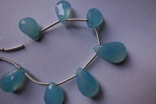 Pear Cut Aqua Blue Chalcedony Faceted Almond