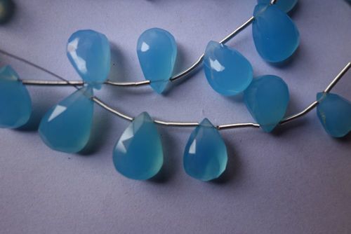 Pear Cut Dark Blue Chalcedony Faceted Almond
