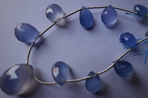 Pear Cut Blue Chalcedony Faceted Almond