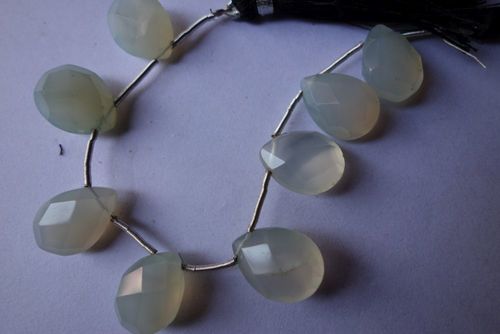 Pear Cut White Chalcedony Faceted Almond