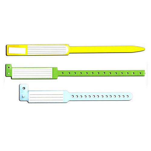 Insert Card Hospital Bands - PVC, 15mm Width, Yellow, 10x50mm Print Area | Durable, Reusable, Perforated Fastening, Customizable