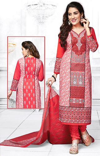 Pink Beige Cotton Printed Wedding Wear Salwar Suit 