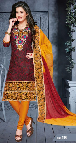 Red Yellow Cotton Embrodery Wedding Wear Salwar Suit 