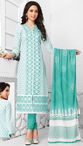 Green White Cotton Embroidered Bridal Wear Salwar Suit