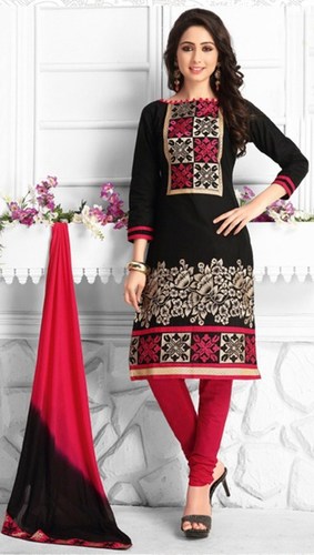 Black Cotton Embroidered Wedding Wear Salwar Suit 