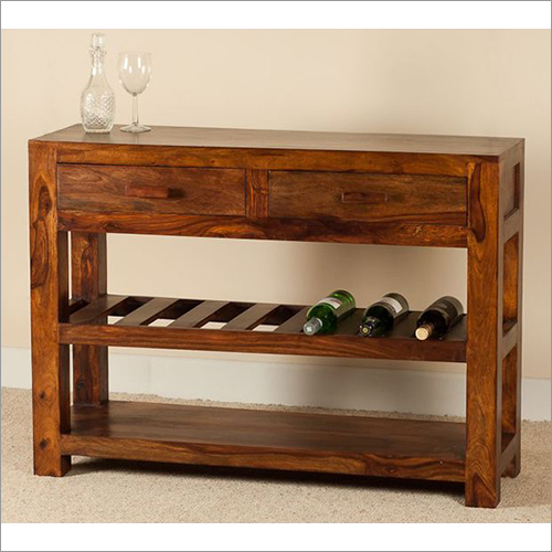 Living Room Furniture - Sheesham Wood, 48x16x30 inches | Stylish Design, Wine Storage, Durable Wood, Easy Assembly