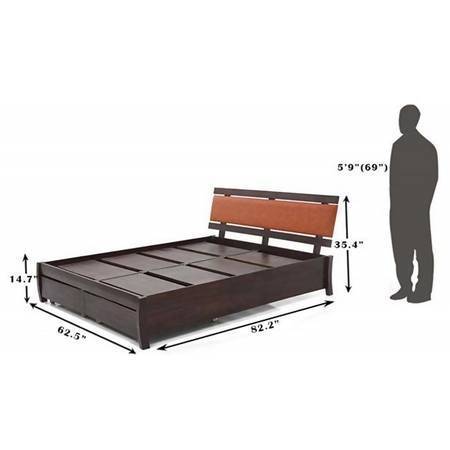 Storage Bed - Solid Wood, 6x6 ft, Brown | Large Storage Space, Durable Frame, Comfortable, Stylish Design