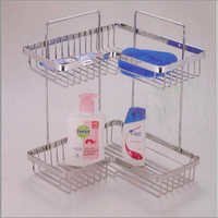 Bathroom Double Corner Basket - Chrome Stainless Steel, Two Layers | Spacious, Durable, Wall-mounted, Customizable Sizes