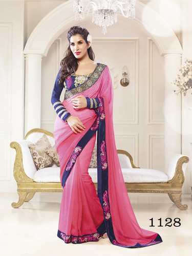 Designer Stylish Latest Georgette Thred Work Saree