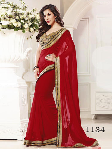 Designer Stylish Latest Georgette Thred Work Saree