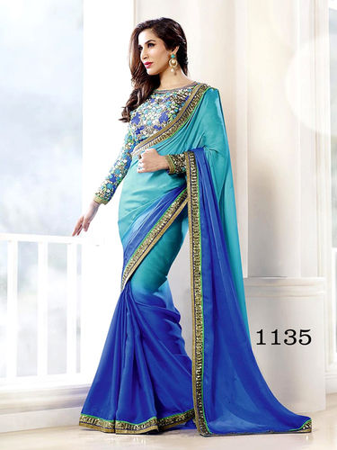 Designer Stylish Latest Georgette Thred Work Saree