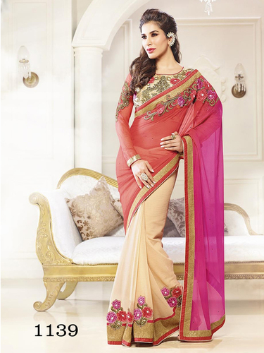 Designer Stylish Latest Georgette Thred Work Saree