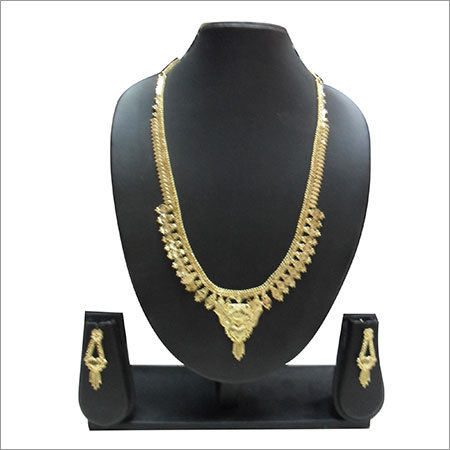 Gold Plated Indian Necklace Set - 22K Gold Plated, 40-44 Inches | Elegant Design, Stud Earrings, Comfortable, Easy Clean, Party Wear