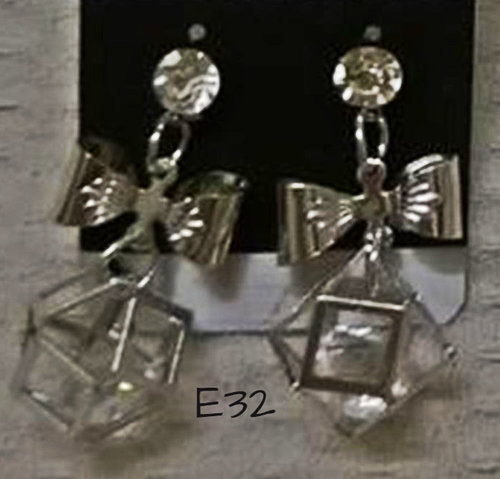 White Bow Earrings