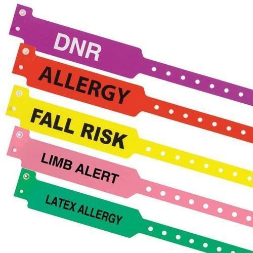 Allergy Alert Band - Tyvek 10 Inch Red, Tamper Evident Fastener | Clear Printing, Durable, Multiple Colors, Easy to Use
