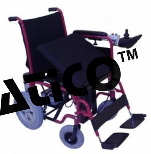 Motorized Wheelchair - Power Coated Steel Frame, Red Color | Flip-Up Armrests, Adjustable Controller, Detachable Battery, Foldable Design