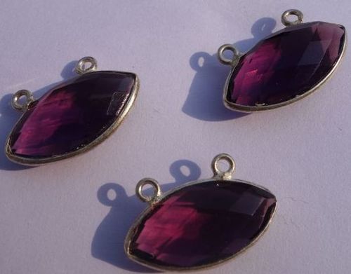 Gold Overlay Orange Quartz Marquise Shape Links - 10x20mm, Natural Gemstone Connectors with Elegant Bezel Design