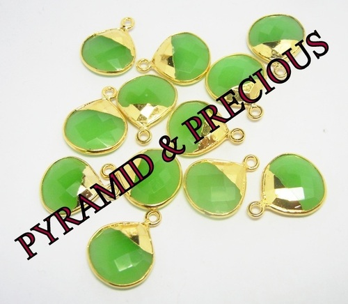 GREEN CHALCEDONY TOP ELECTROPLATING PENDANT