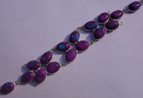 Oval Cut Purple Turquoise Silver Bracelet
