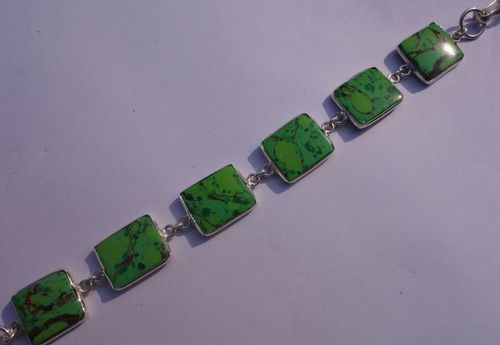 Green Turquoise Silver Bracelet