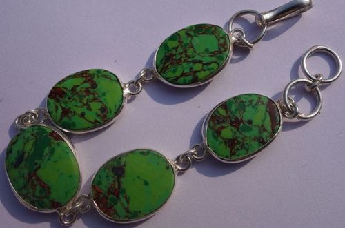 Green Turquoise Silver Bracelet