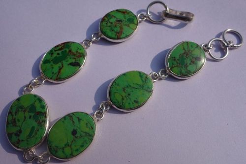 Green Turquoise Silver Bracelet