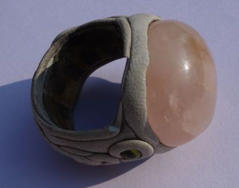 Brown Rose Quartz Round Ring