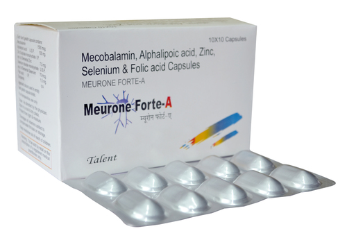 Mecobalamin 1500 mcg +Alphalipoic acid 100 mg +Folic acid 1.5 gm+Zn 7.5 mg + Selenium 70 mcg.