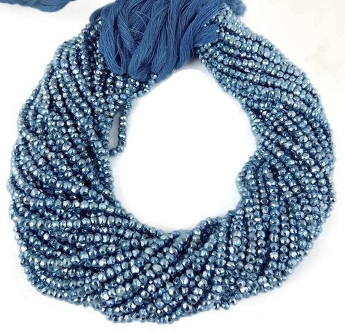 Blue Topaz Pyrite Faceted Rondelle Beads