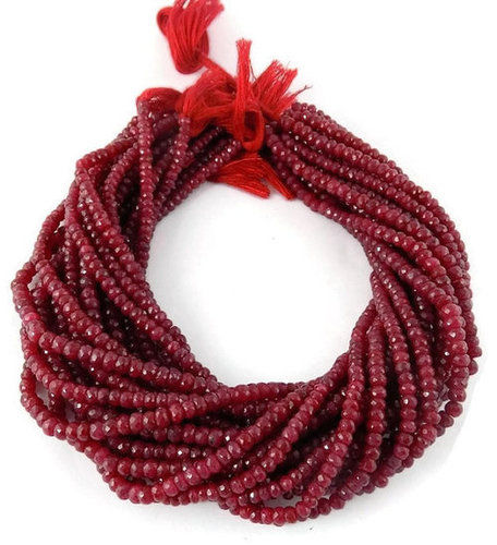 Round Brilliant Cut Ruby Faceted Rondelle Beads