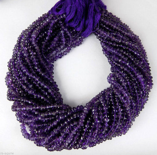 Round Brilliant Cut Amethyst Smooth Rondelle Beads