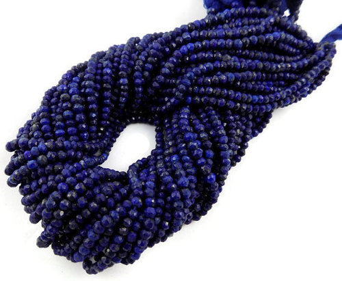 Lapis Lazuli Faceted Rondelle Beads - 3.5-4mm Size 13.5 Inch Long Strand | Natural Blue Stone High-Quality 5 Strand Set