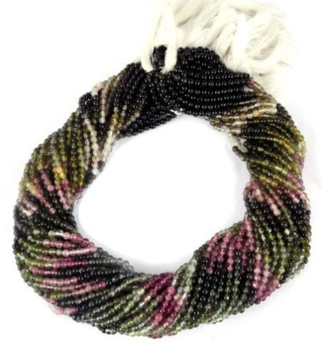 Multi Tourmaline Smooth Rondelle Beads