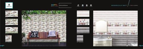 Wall Tiles 250X500 mm - Ceramic, 250X500 mm, Grey/White/Cream/Brown, Polished Finish, Smooth Edges, Perfect Finishing, Trendy Design