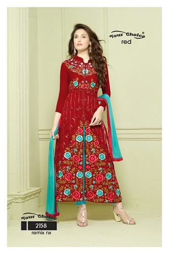 Remix- nx chanderi Embriodary suit