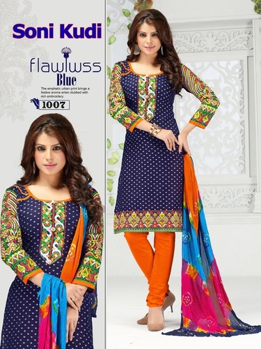 Soni Kudi Work & Cotton Printed Dress Material