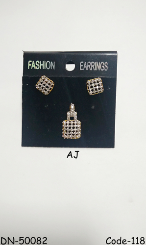 Delicate American Diamond Pendant Set