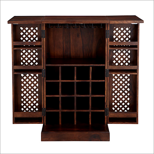 Hotel Sideboard - Solid Wood, 60x48x111 cm, Dark Brown | 24 Bottle Capacity, Wine Storage, Elegant Design