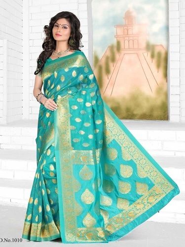 Green Designer Stylish Latest Exclusive Blue Bangalori Silk Saree