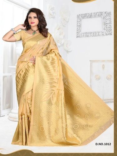 Golden Designer Stylish Latest Exclusive Beige Bangalori Silk Saree