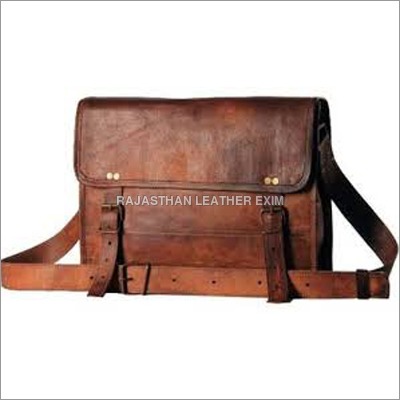 Genuine Goat Leather Bag - 14x11x4 Inches, Brown with Antique Brass Fittings, 57-Inch Green Canvas Shoulder Belt, Multi-Compartment Design for Files, Laptops, iPads, and Pens, Ideal for Men