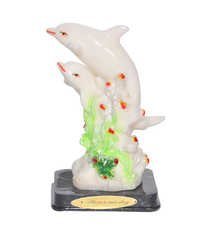 Dolphin Statue - Marble & Resin, 10 Inches Height, Glossy Finish, White Color | Elegant Decorative Piece, Unique Design, Fine Craftsmanship, Night Glow