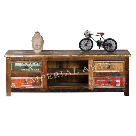 Recycled Wood TV Cabinet - 150x45x50 cm, Brown | Recycled Wood, 4-6 Drawers, Rustic Style, Durable, Multi-Functional